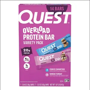 Quest Overload 20g Protein Bar Variety Pack, Cookie Commotion & Sundae Funday Flavor, 14 ct.