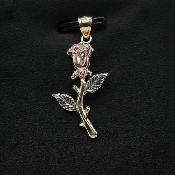 14K Gold Rose Pendant
