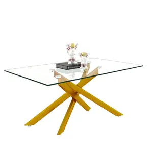 Modern Gold-Toned Nesting Coffee Table, 39.37in Glass Top, 180lb Capacity, Stable Nesting Design, Leveling Pads Included for Small Living Rooms, Gold-Toned Nesting Tables, Stable Nesting Tables