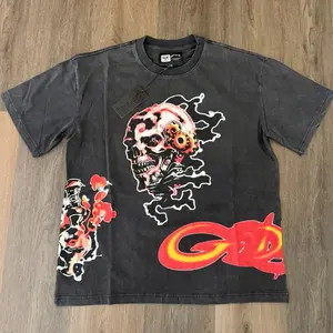 Skull Flame Vintage Wash Oversized Tee