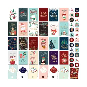 24-Pack Foiled & Glittery Christmas Cards (6×4″) with Envelopes & Stickers — 24 Festive Designs, Holiday Message Inside