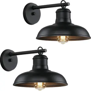 2-Pack Outdoor Wall Lights, Vintage Black Wall Sconces, Exterior Farmhouse Barn Light Fixtures, Indoor Wall Mount Lighting Fixtures, Anti-Rust Waterproof Exterior Light for Patio Porch Doorway Garage