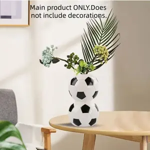 Ceramic Soccer Ball Decorative Vase, Retro Football Shaped Hydroponic Planter, Pen Holder, Home Office Decor, Gift for Football Lovers