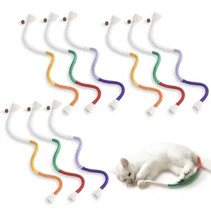 Cat Toys Chew Ropes 3Pcs With One Pack of Catnip For Extended Play, Safe Teeth Cleaning Toy for Indoor Kittens, Interactive Kitty Toys summerwins