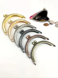 1pc Semi-Circular Metal Wallet Frame With Classic Clasp Mechanism. A Bag Accessory And Diy Craft Item. This Sturdy Iron Piece Is Perfect For Making Handmade Wallets, Tote Bags, And Other Crafts. A Wonderful Gift For Craft Enthusiasts. Purse Accessories