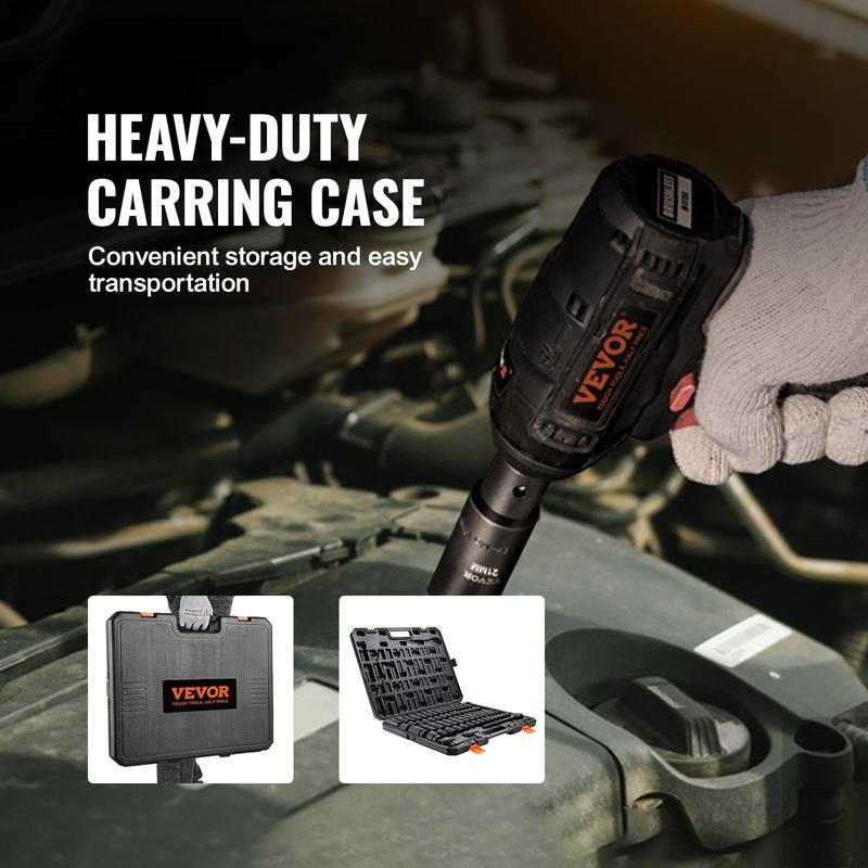 VEVOR 1/2" Drive Impact Socket Set, TikTokShopBlackFriday, 65 Piece Socket Set SAE 3/8" to 1-1/4" and Metric 10-24mm, 6 Point Cr-V Alloy Steel for Auto Repair, Rugged Construction, Easy-to-Read Size Markings, Storage Case Heavy Duty