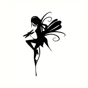 1PC Hardcore Fantasy Style Fairy Silhouette Car Sticker, Suitable for Car Bodies, Motorcycle Side Panels, Laptop Cases, Luggage Decor, Exclusive Trendy Personalized Decal for Fantasy Aesthetics and Fairy Culture Enthusiasts
