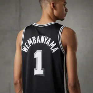 Wemby Basketball Jersey, Black #1" Gildan 5000 Heavy Cotton