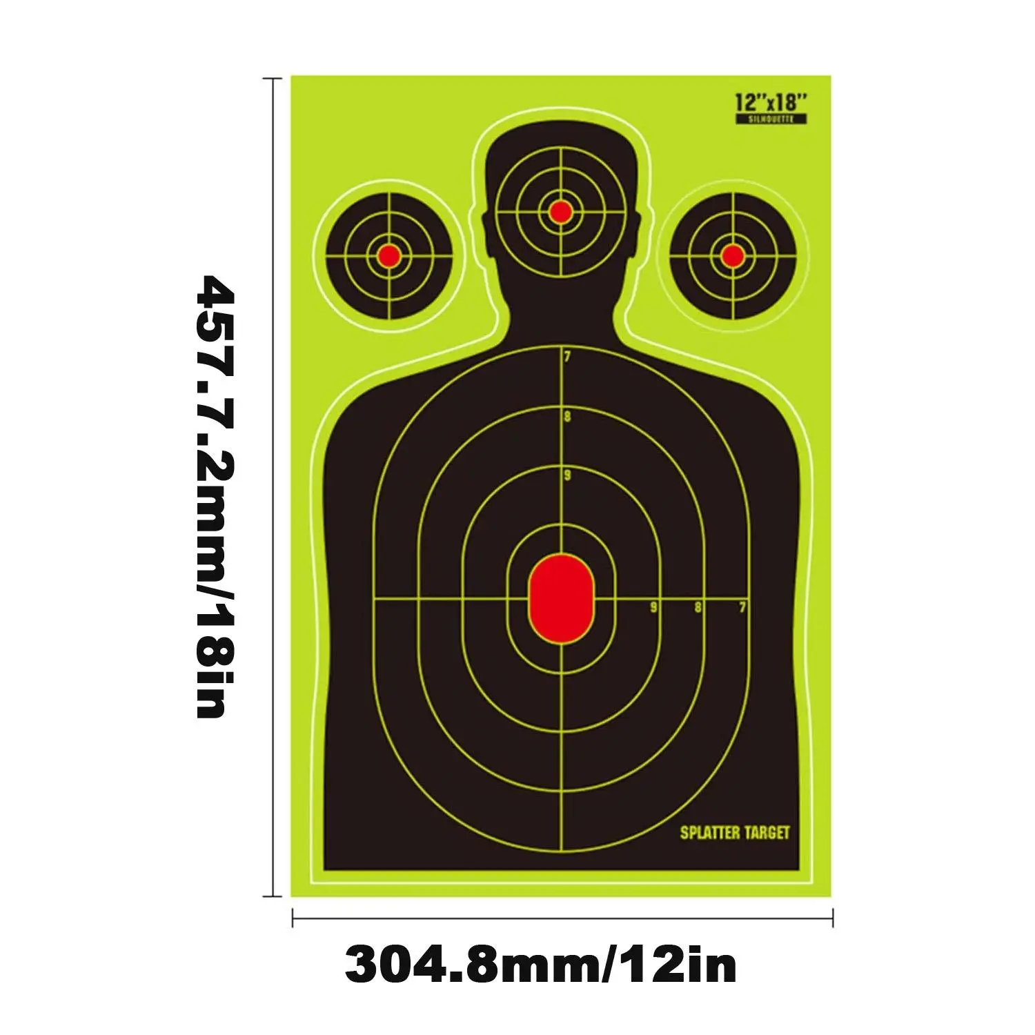 Shooting Targets, 12x18 in High-Visibility Splatter Paper with a Self-Adhesive Humanoid Target Pattern for Indoor/Outdoor Pistol & Rifle Practice