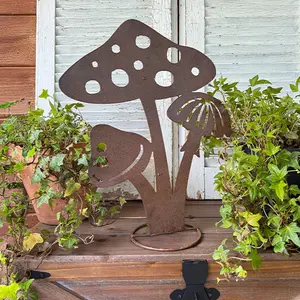 Rustic Mushroom Silhouette Garden Cutout
