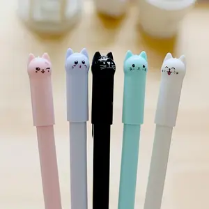 Creative Cartoon Cute Cat Design Gel Pen, 6/12 Counts Students Gel Pen, Stationery Gel Pen, Smooth Writing Pen for Home School Office