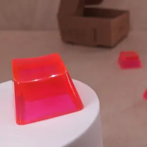 ResinKeyWorks Fuchsia Pink Blank 1U Accent Keycaps, Transparent Hand Polished Resin OEM Caps with MX stems