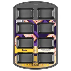 Wilton Nonstick 6089591 10x15 in. Gold Mini Loaf Pan, Black