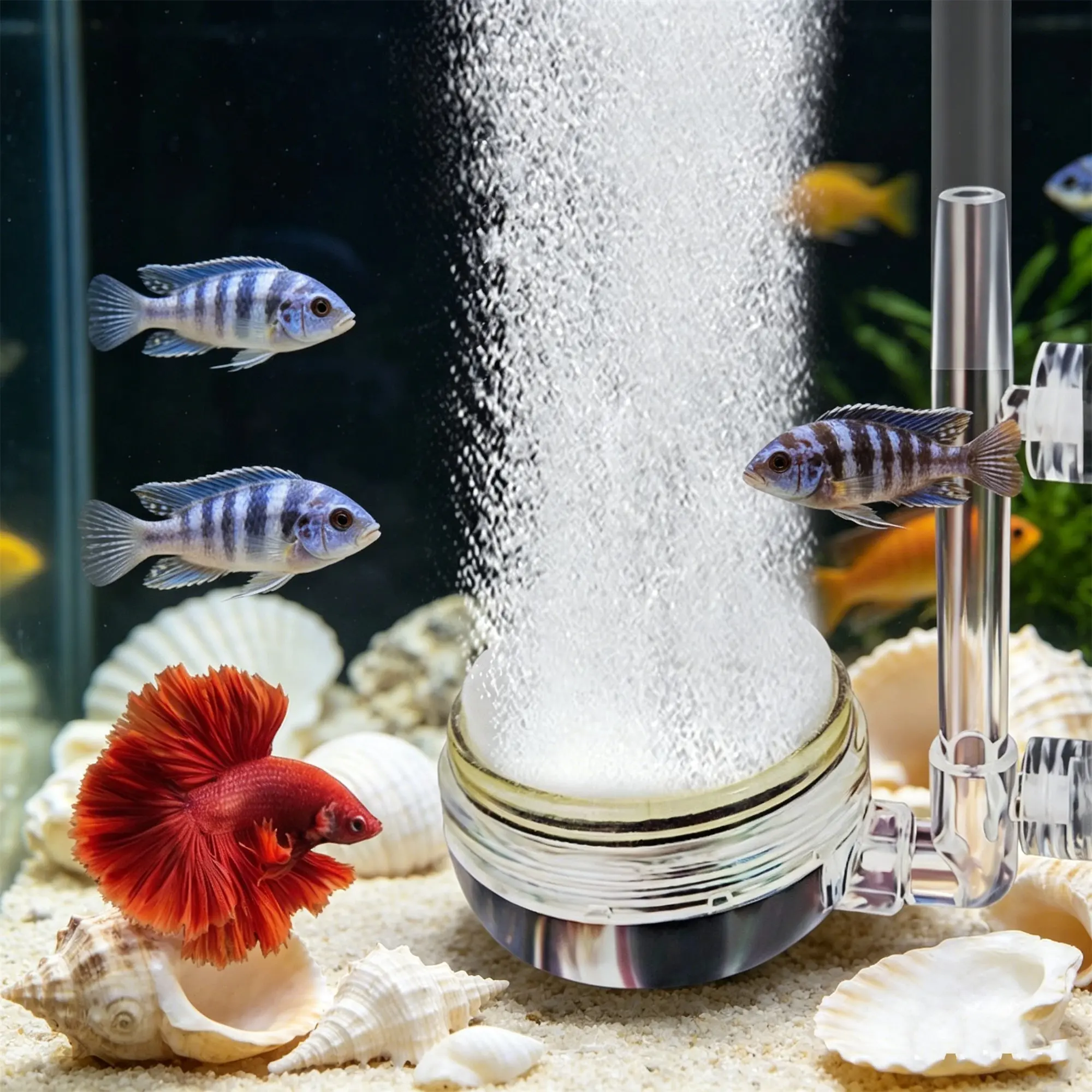 Fish Tank Nano Bubble Stone, Silent Fine Oxygen Disk, Aquarium Aeration Pump Accessory, Transparent Suction Oxygen Diffuser, Aquarium Bubbler, Aquarium Accessories, Aquarium Supplies, Suitable for Small Tanks
