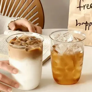 Crystal Transparent Large Capacity Glass Cup Set, Coffee Mug, Milk, Juice Cup, Office Student Modern Simple Design, Stylish Glass Cups, 380ML