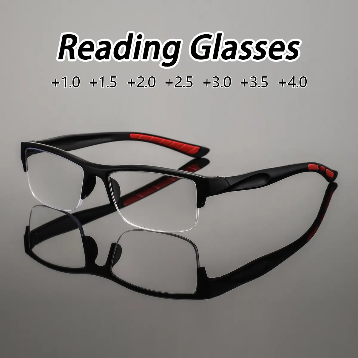 Men's Plastic Half Frame Reading Glasses, Vintage Literary Style, Casual and Elegant, Versatile Old Age Eyewear, Fashionable Readers