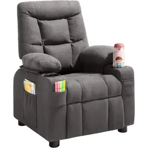VEVOR Kids Recliner Chair, Toddler Lounger with Cup Holders Pockets, 107 to 126 Adjustable Back, Breathable Polyester Upholstery Reclining Sofa with Foot-Rest, for Boys and Girls, Children (Gray)VEVOR Super Brand Day