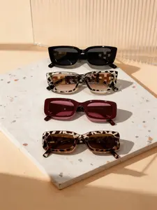 Elegant Women's Small Frame Sunglasses Set, Millennial Style, Perfect for Daily Outing and Vacation, 4 Pairs Included