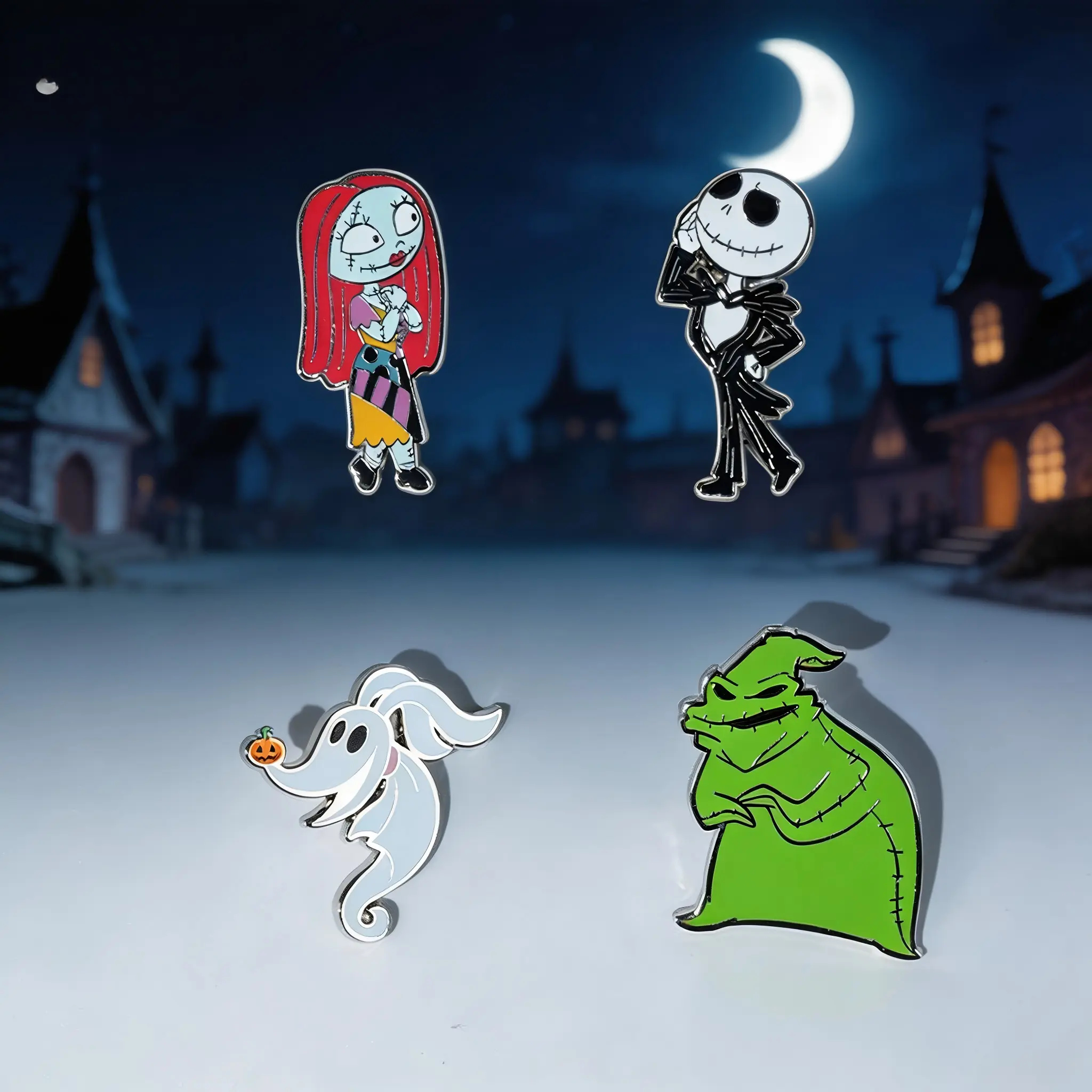 Disney Officially Nightmare before Christmas Character Pins Collection Enamel Brooches Sally Jack Zero Winter Outfit Accessories