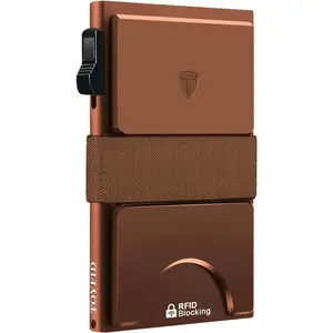 Minimalist Slim Wallet: Metal Card Holder, Quick Access - Rfid Protected, 12+ Card capacity (Brown)