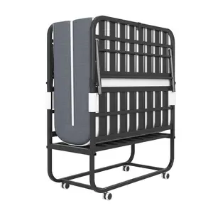 Folding Bed with Mattress, 75x38 Twin Size Frame, Portable Rollaway Guest Bed with 5-inch Memory Foam Mattress, Space-Saving Foldable