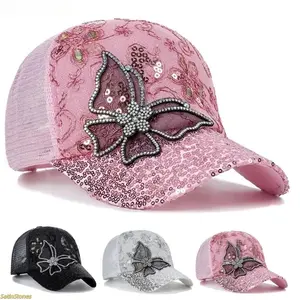2026 Best-Selling Butterfly Lace & Glitter Baseball Cap — Unisex Breathable Mesh Sun Hat: The Perfect Gift for Moms and Girlfriends (Mother's Day)