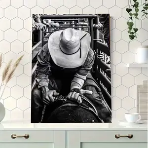 1PC 2D flat Cowboy Rodeo Adventure Outfit decorative art classic modern wrapped canvas pine frame, indoor and outdoor home office bathroom living room bedroom dining room wall decoration valentines gift