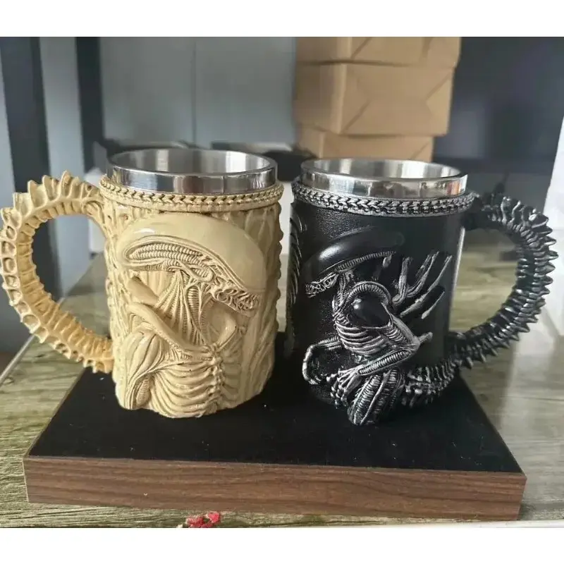 500ml Resin Mug - Irregular Shaped, 3D Embossed, Cartoon Look, Washable Drinkware with Embossed Textures for Home, Office Use, Drink