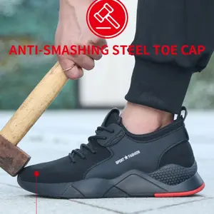 Steel Toe Work Safety Shoes  Work Sneakers Breathable Lightweight Indestructible Shoes Men Safety Shoes