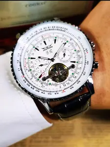 Men's Mechanical Watch, Mechanical Style Watches, Military Style Large Dial Luxury Analog Wristwatch, Casual Business Fashion, Perfect Gift with Box