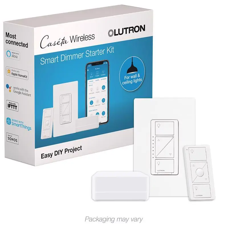 Lutron 3537743 Smart Control Dimmer Switch - 150W Max Load, Casetta Wireless Control, Remote Adjustment, White, Smart Control Dimmer Switches