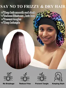 Colorful Leopard Print Sleep Cap Sleeping Bonnet for Women, Soft Comfortable Material, Daily Sleep Wear, Beauty Hair Care, Holiday Gift Idea