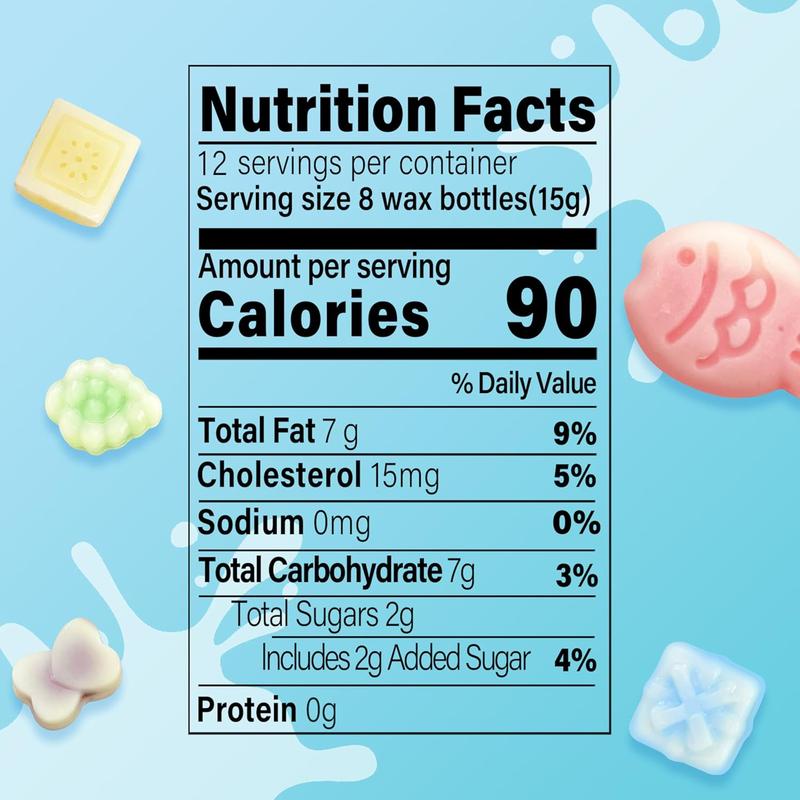 GLEAMETT Wax Bottle Candy - Individually Wrapped Chewy Candies, 9 Flavor Mix, Retro Nostalgic Treat, Novelty Candy for Kids Parties and Goodie Bags,6.3oz