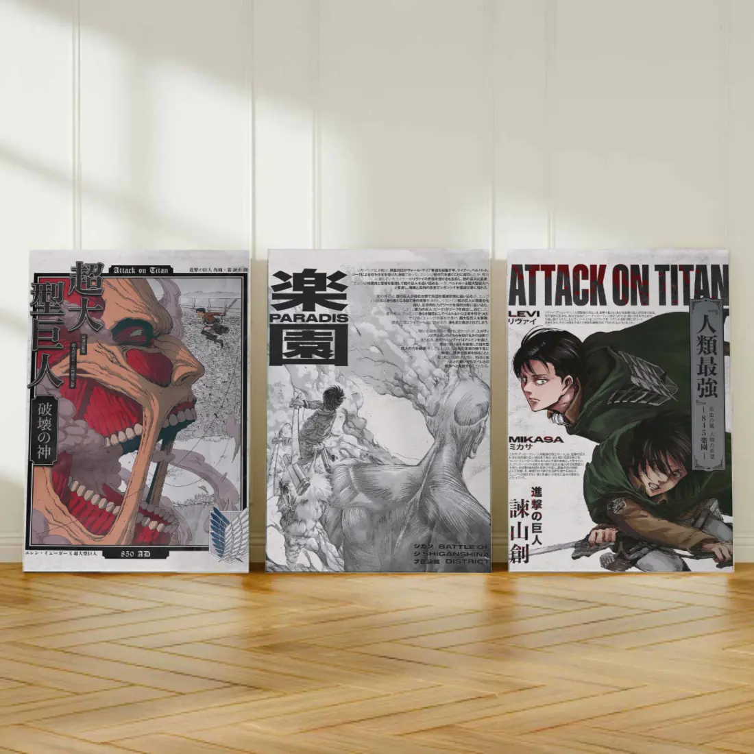 Attack on Titan Levi Mikasa Vintage Japanese Graphic Manga Character Art Poster - Home Wall Decor, Anime Fan Gift, c