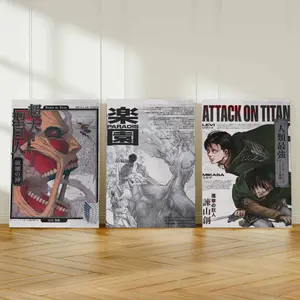 Attack on Titan Anime Manga Poster Art Print, AoT Levi Mikasa Vintage Japanese Wall Decor Artwork, Birthday Gift for Anime Fan