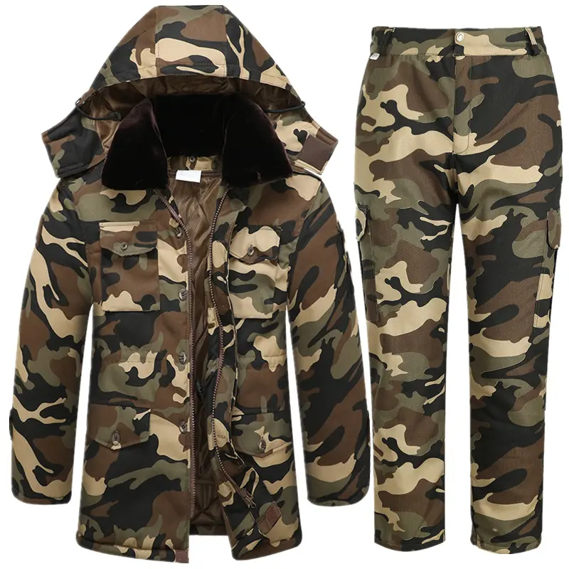 Men's Camouflage Cargo Parka Jacket, Unisex Thermal Work Coat, Fleece-Lined & Waterproof with Oversized Pockets for Forestry, Tops, Menswear, Coats