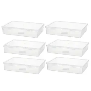 6 Pcs 7In x 9In x 2In Plastic Storage Box with Lid Multipurpose Craft Organizer Plastic Containers Clear Pencil Case