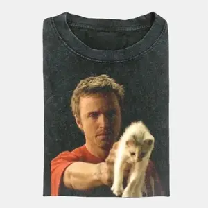 Breaking Bad Vintage Graphic Tee, Jesse Pinkman With Cat T-Shirt, Movies Tee, Unisex Meme Cringe Funny Dumb Shirt, Menswear Womenswear Streetwear Cotton Comfort