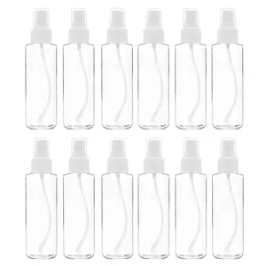 12 Pack Fine Mist Clear Spray Bottles 120 Ml (4 Oz) with Pump Spray Cap, Reusable and Refillable Small Empty Plastic Bottles for Travel, Essential Oils, Perfumes