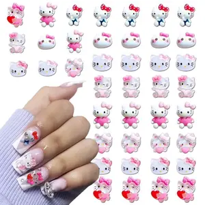 Cute Cat Nail Charms Cartoon Nail Art Charms 3D Kawaii Cat Design Nail Rhinestones Cute Nail Charms for Acrylic Nails Cartoon Flatback Charms Nail Jewelry for DIY Craft Phone Case Decoration