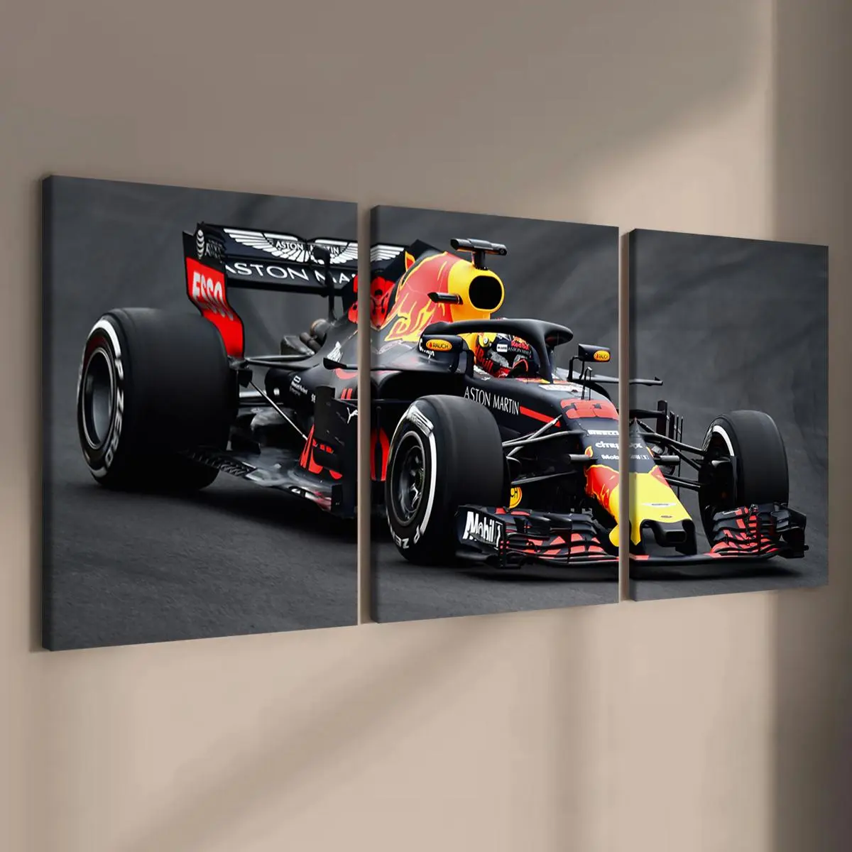 Wooden Framed Canvas Print Painting, Art Canvas Prints, 3 Counts Racing Car Pattern Artistic Wall Art, Modern Art Wall Decoration for Living Room Office Bedroom Home Dormitory