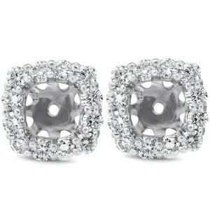 3/4 Ct Diamond Stud Earring Cushion Halo Jackets 14k White Gold (5-5.5mm)