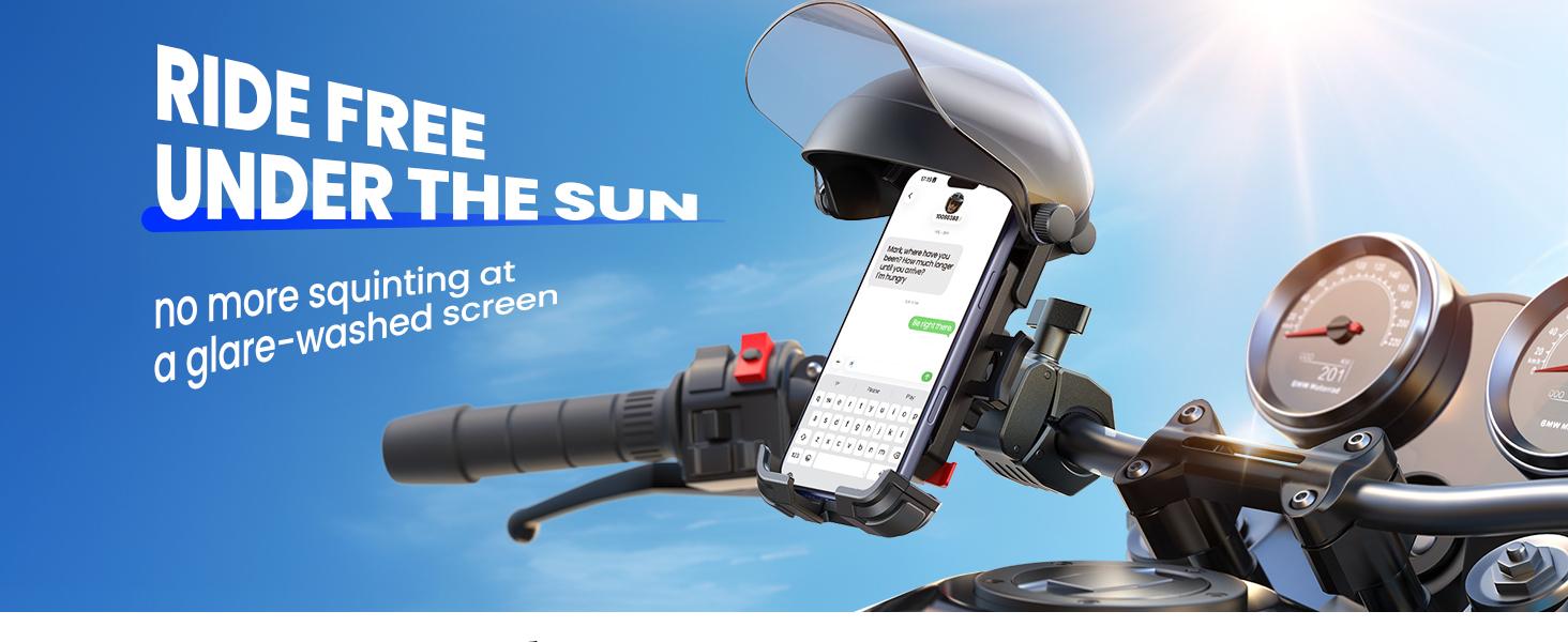JOYROOM Motorcycle Phone Mount Holder, [NO.1 Sunshade& Rainproof] Phone Holder for Motorcycle ATV Scooter, [1s Quick Lock] Handlebar Phone Mount for iPhone 17 16 15 Pro Max S25, More 5.4-7" Phones