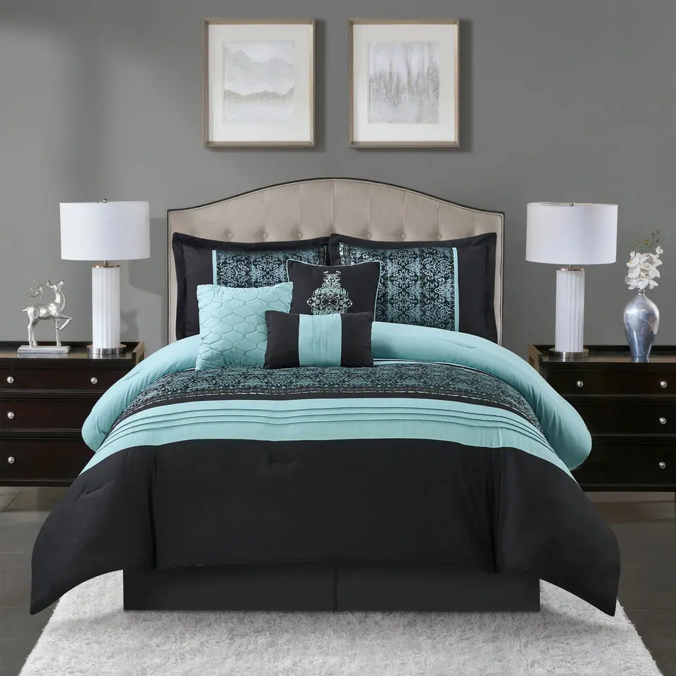 Charley 7 Piece Damask Jacquard Comforter Set