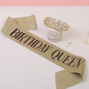 Rhinestone Decor Birthday Girl Sash & Crown Set, 2 Counts Birthday Crown & Tiara For Women Birthday, Crown For Women & Girls Birthday, Festive & Party Supplies, Gift for Mom