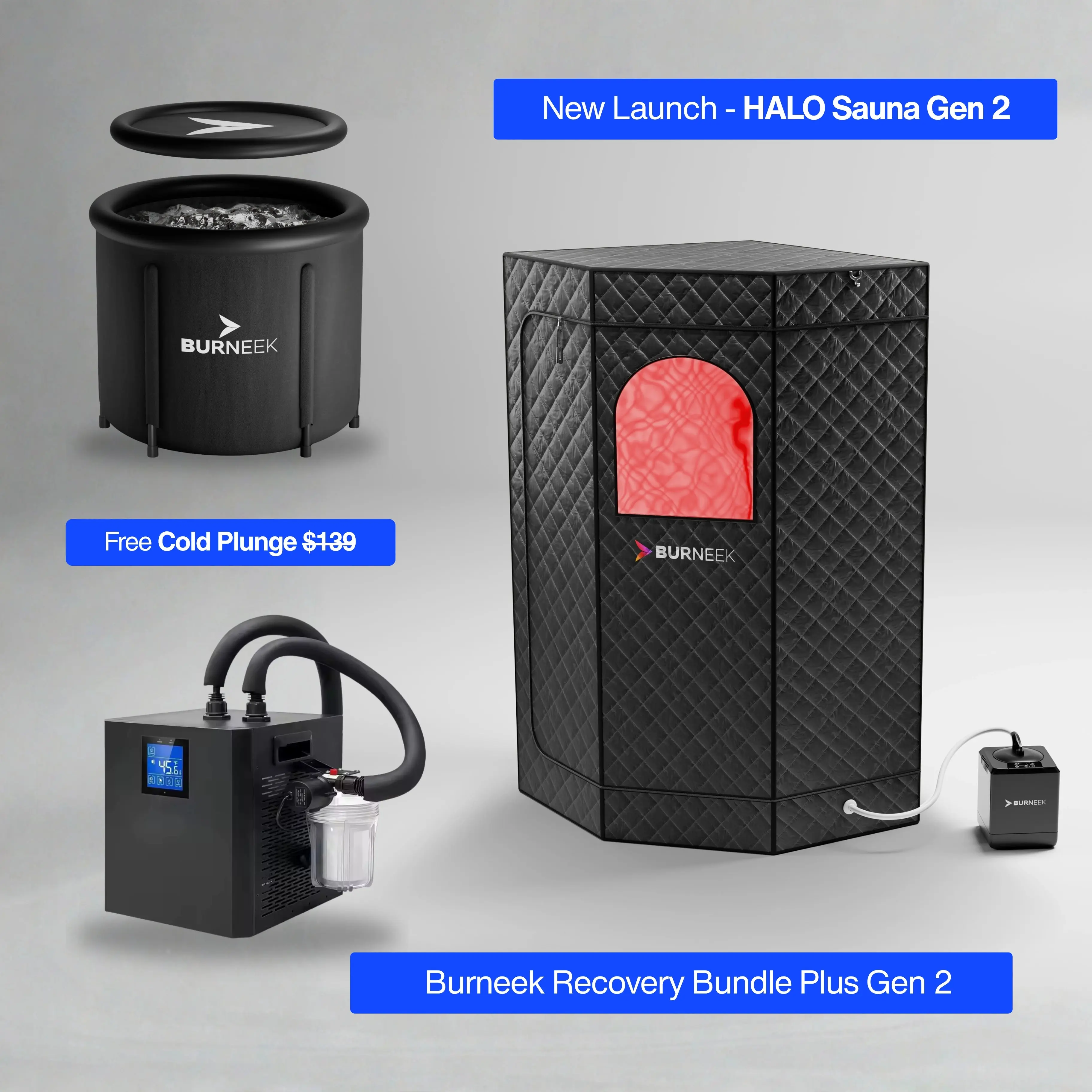 Burneek® Portable Sauna + Cold Plunge + Frozeneek Chiller 