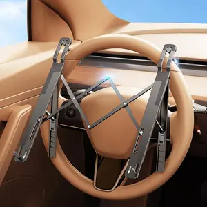 DIBMS Car Laptop Stand (Steering Wheel Tray Style), Height-Adjustable Car Desk, Compatible with Laptops and Tablets, Foldable Portable In-Car Laptop Stand