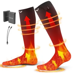 VEVOR Heated Socks, 5000mAh Battery Powered, Rechargeable Heating Socks with 4 Heating Levels, Electric Heated Sock for Men Women, Foot Warmer for Hunting Riding Camping Hiking Skiing, Outdoor Work