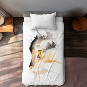 Begin Home Decor C1DCTXLWAPU6AE Twin Extra Long Watercolor Cat Face Profile Duvet Cover - Illustrative Pets Decor