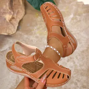 Women's Multi-Color Closed-Toe Wedge Sandals |   Breathable Perforated Upper, Adjustable Strap, Cushioned Insole, Non-slip Sole, Stylish Casual Footwear for Summer & Daily Wear, Ideal Thoughtful Gift for Family & Friends, Various Colors Available